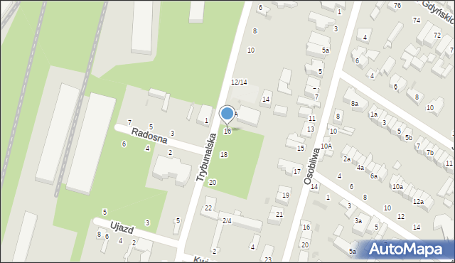 Łódź, Trybunalska, 16, mapa Łodzi
