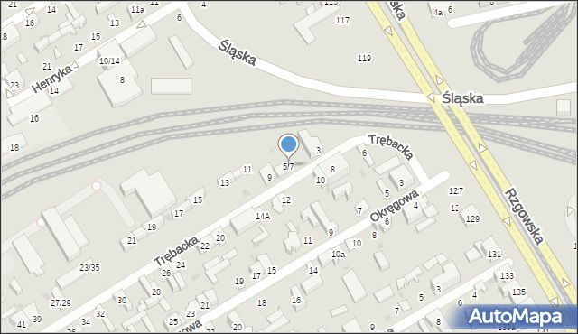 Łódź, Trębacka, 5/7, mapa Łodzi