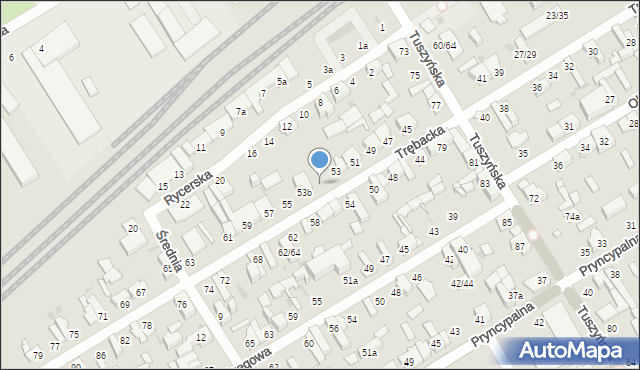 Łódź, Trębacka, 53a, mapa Łodzi