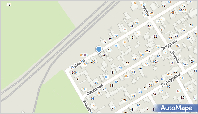 Łódź, Trębacka, 96, mapa Łodzi