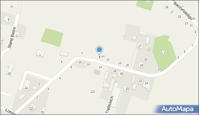 Łomna, Trakt Trębickich, 9, mapa Łomna