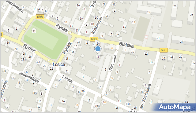 Łosice, Traugutta Romualda, gen., 4, mapa Łosice