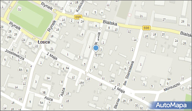 Łosice, Traugutta Romualda, gen., 5, mapa Łosice