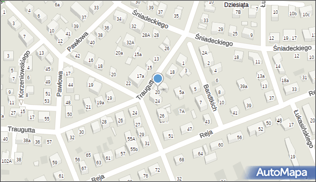 Lublin, Traugutta Romualda, gen., 20, mapa Lublina
