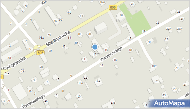 Łuków, Trentowskiego Bronisława, 13, mapa Łuków