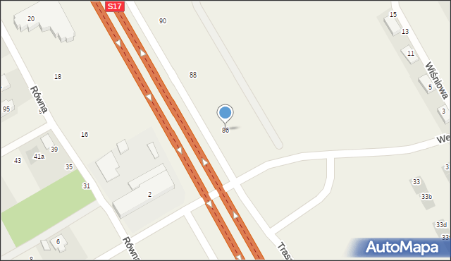 Majdan, Trasa Lubelska, 86, mapa Majdan