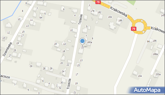 Młoszowa, Trzecia, 11, mapa Młoszowa