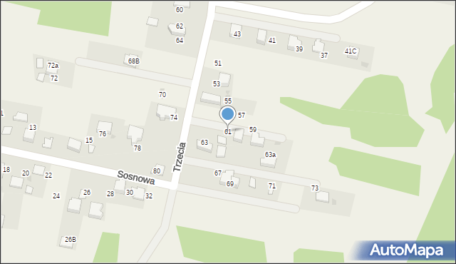 Młoszowa, Trzecia, 61, mapa Młoszowa