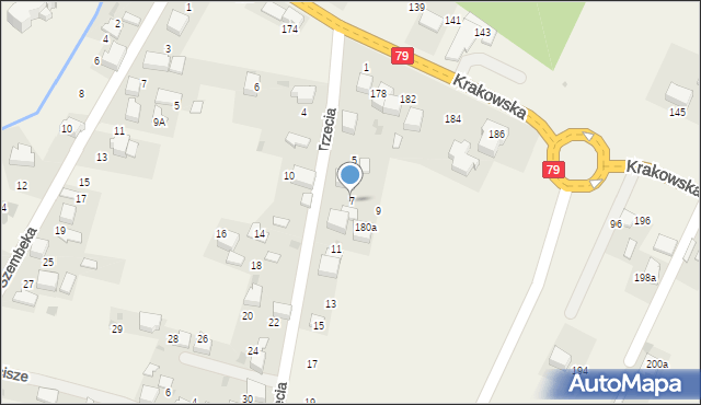 Młoszowa, Trzecia, 7, mapa Młoszowa