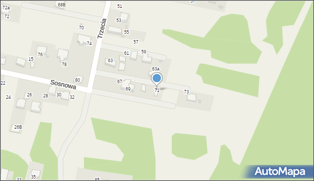 Młoszowa, Trzecia, 71, mapa Młoszowa