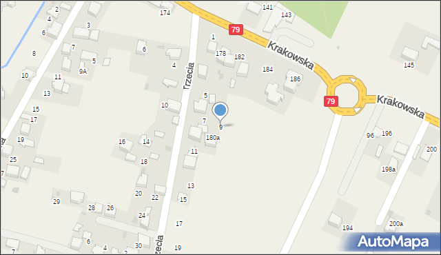 Młoszowa, Trzecia, 9, mapa Młoszowa