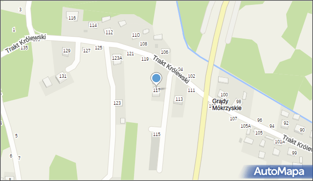 Mokrzyska, Trakt Królewski, 117, mapa Mokrzyska
