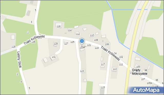 Mokrzyska, Trakt Królewski, 123A, mapa Mokrzyska