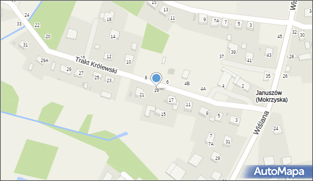 Mokrzyska, Trakt Królewski, 19, mapa Mokrzyska