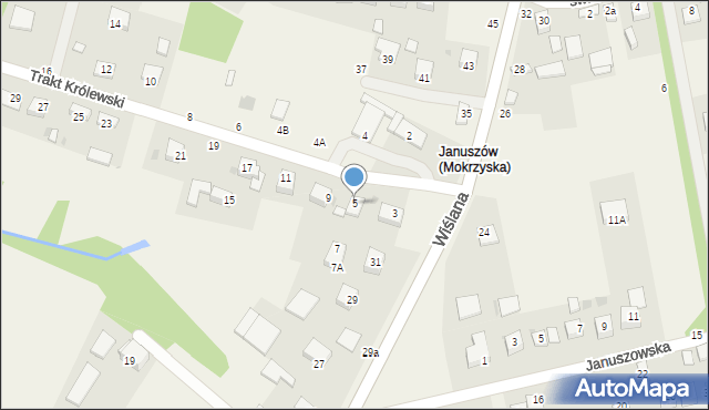 Mokrzyska, Trakt Królewski, 5, mapa Mokrzyska