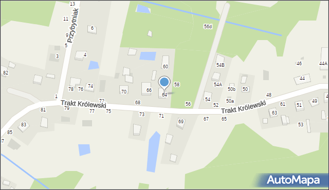 Mokrzyska, Trakt Królewski, 64, mapa Mokrzyska