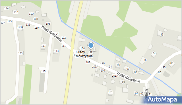 Mokrzyska, Trakt Królewski, 98, mapa Mokrzyska