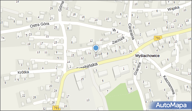Myślachowice, Trzebińska, 10, mapa Myślachowice
