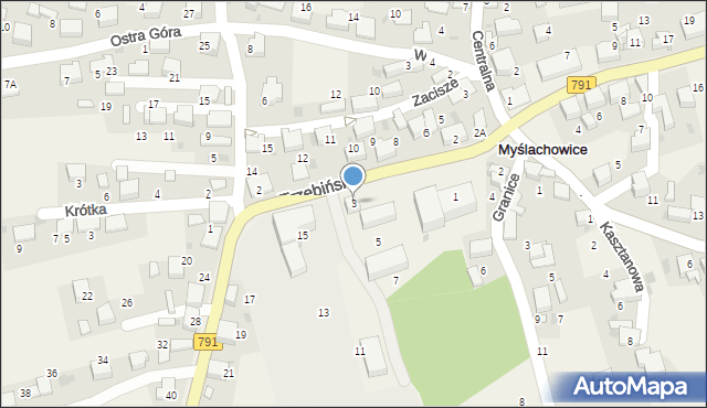 Myślachowice, Trzebińska, 3, mapa Myślachowice