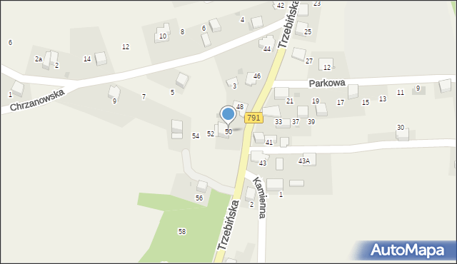 Myślachowice, Trzebińska, 50, mapa Myślachowice