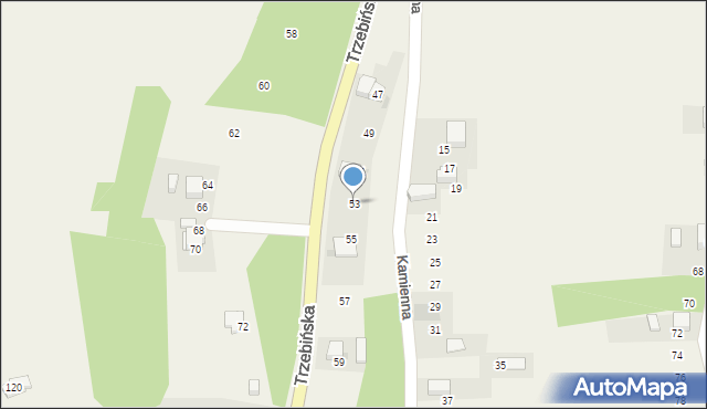 Myślachowice, Trzebińska, 53, mapa Myślachowice