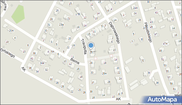 Nasielsk, Traugutta Romualda, gen., 25, mapa Nasielsk