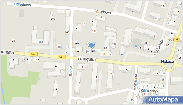 Nidzica, Traugutta Romualda, gen., 10d, mapa Nidzica