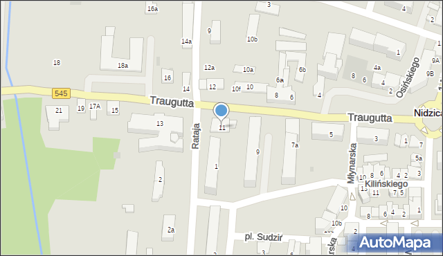 Nidzica, Traugutta Romualda, gen., 11, mapa Nidzica