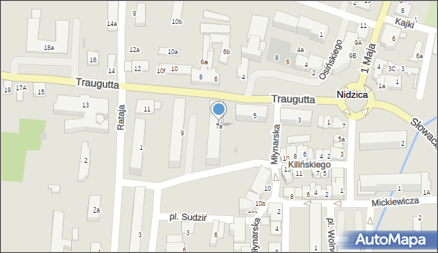 Nidzica, Traugutta Romualda, gen., 7a, mapa Nidzica