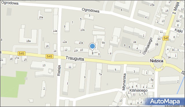 Nidzica, Traugutta Romualda, gen., 8, mapa Nidzica
