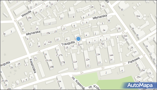 Nowa Sól, Traugutta Romualda, gen., 11, mapa Nowa Sól