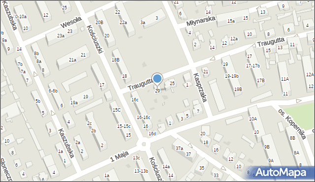 Nowa Sól, Traugutta Romualda, gen., 29, mapa Nowa Sól