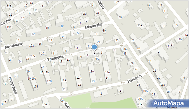 Nowa Sól, Traugutta Romualda, gen., 5, mapa Nowa Sól