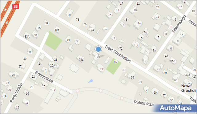 Nowe Grocholice, Trakt Grocholicki, 73, mapa Nowe Grocholice