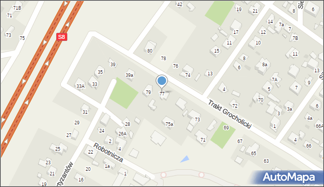 Nowe Grocholice, Trakt Grocholicki, 77, mapa Nowe Grocholice
