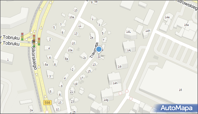Olsztyn, Traugutta Romualda, gen., 11, mapa Olsztyna