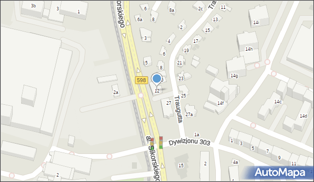 Olsztyn, Traugutta Romualda, gen., 12, mapa Olsztyna