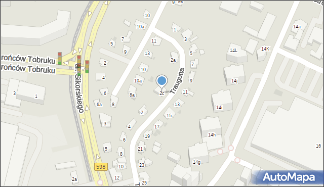 Olsztyn, Traugutta Romualda, gen., 2c, mapa Olsztyna