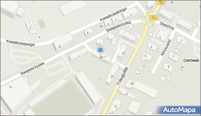 Ostrowiec Świętokrzyski, Traugutta Romualda, gen., 18, mapa Ostrowiec Świętokrzyski
