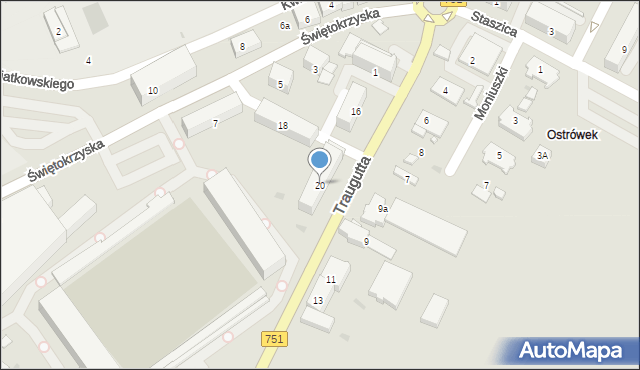 Ostrowiec Świętokrzyski, Traugutta Romualda, gen., 20, mapa Ostrowiec Świętokrzyski