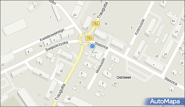 Ostrowiec Świętokrzyski, Traugutta Romualda, gen., 5, mapa Ostrowiec Świętokrzyski