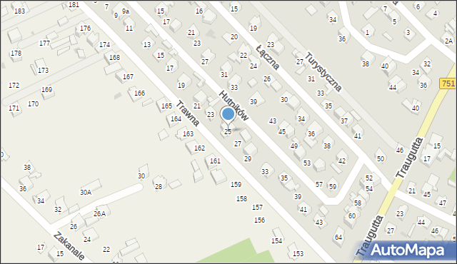 Ostrowiec Świętokrzyski, Trawna, 25, mapa Ostrowiec Świętokrzyski