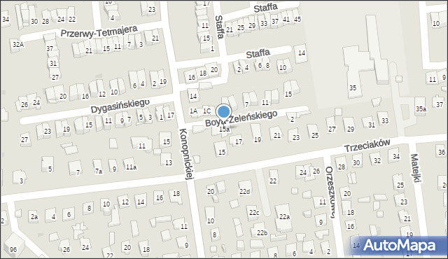 Ostrowiec Świętokrzyski, Trzeciaków, 15a, mapa Ostrowiec Świętokrzyski