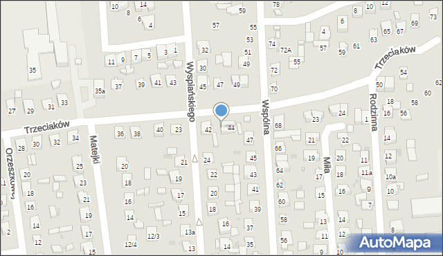 Ostrowiec Świętokrzyski, Trzeciaków, 44A, mapa Ostrowiec Świętokrzyski