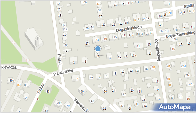 Ostrowiec Świętokrzyski, Trzeciaków, 5, mapa Ostrowiec Świętokrzyski