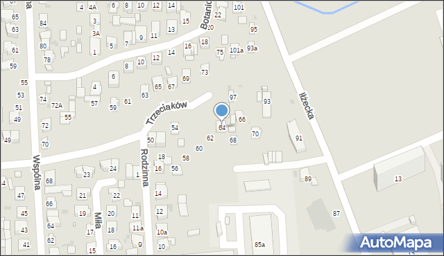 Ostrowiec Świętokrzyski, Trzeciaków, 64, mapa Ostrowiec Świętokrzyski