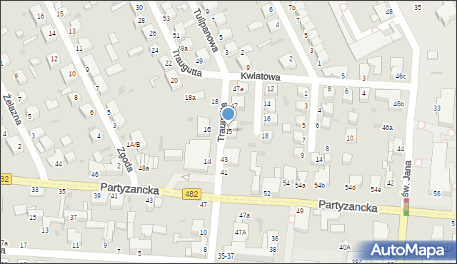 Pabianice, Traugutta Romualda, gen., 45, mapa Pabianic