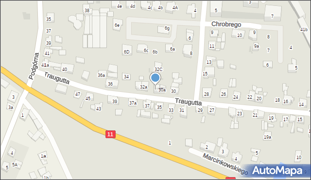 Pleszew, Traugutta Romualda, gen., 32, mapa Pleszew