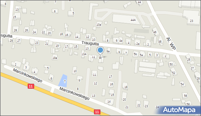 Pleszew, Traugutta Romualda, gen., 9c, mapa Pleszew