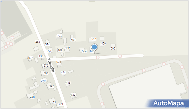 Podłęże, Trawniki, 611, mapa Podłęże